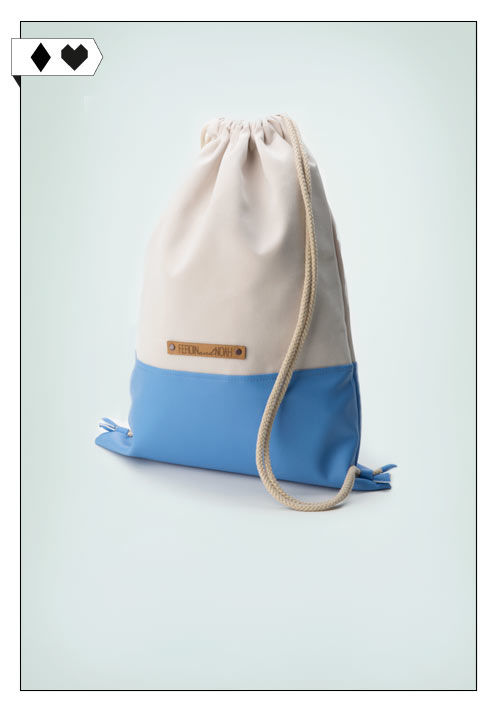 Ferdin and Noah Turnbeutel Fenno in beige / blau. Wasserabweisend und perfekt fürs Festival!