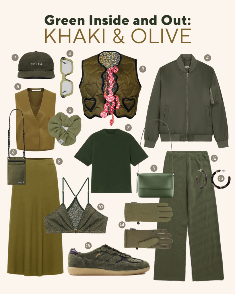 Khaki- und Oliv-Töne in Fair Fashion – natürliche Herbstfarben für nachhaltige, vielseitige Looks.